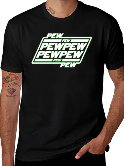 Pew Pew Graphic Black T-Shirt Funny Gamer Tee