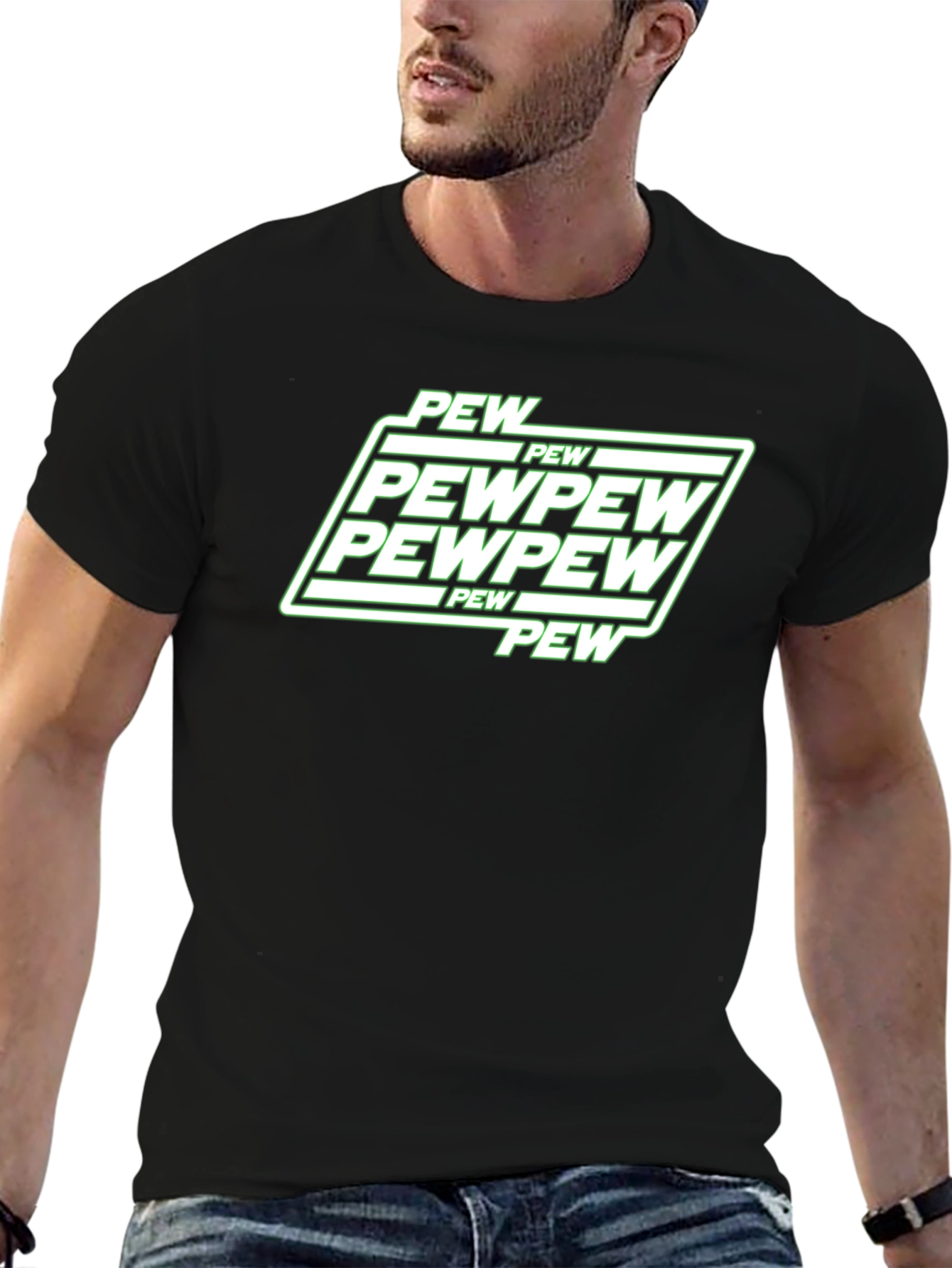 Pew Pew Graphic Black T-Shirt Funny Gamer Tee