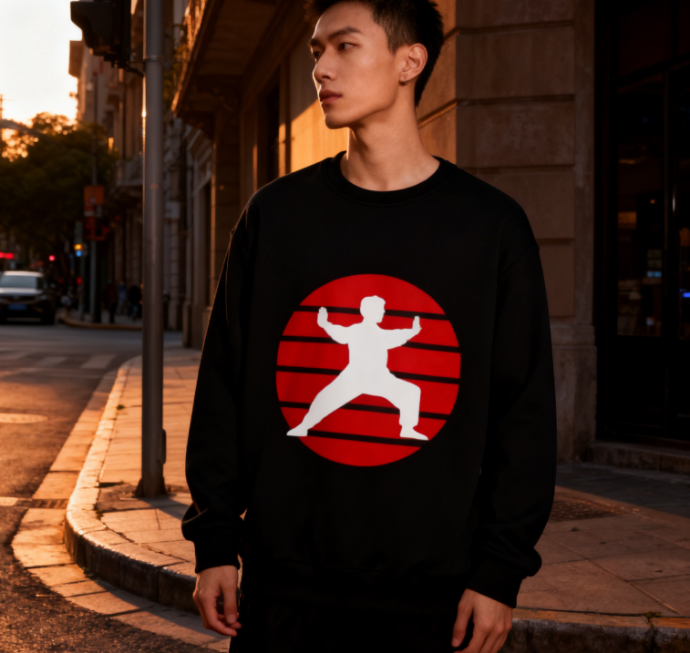 Kung Fu Martial Arts Silhouette Graphic Crewneck