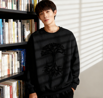 Dark Aesthetic Tangled Tree Emblem Crewneck