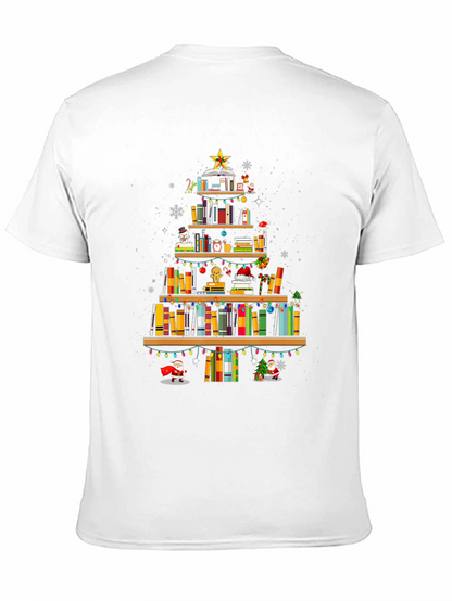 Book Christmas Tree T-Shirt: Holiday Librarian Tee