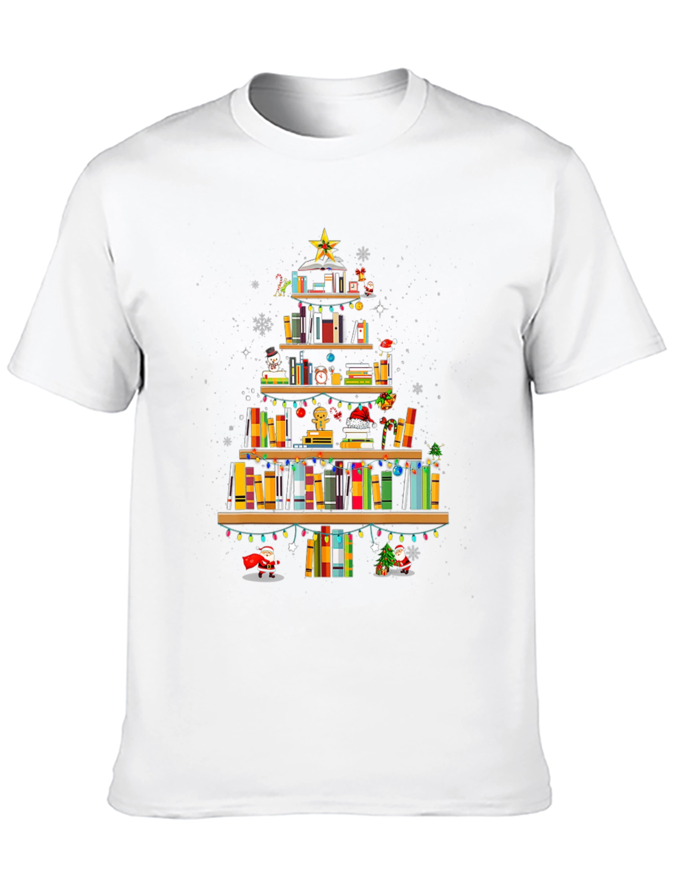 Book Christmas Tree T-Shirt: Holiday Librarian Tee