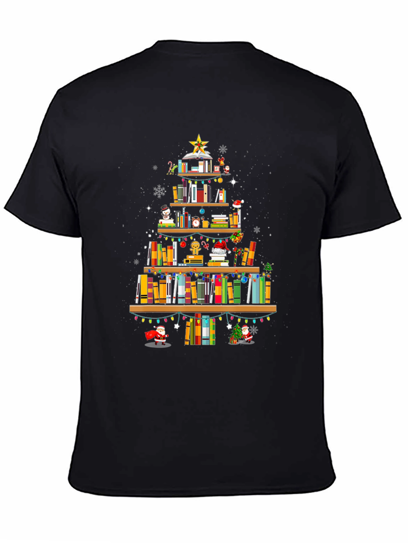 Book Christmas Tree T-Shirt: Holiday Librarian Tee
