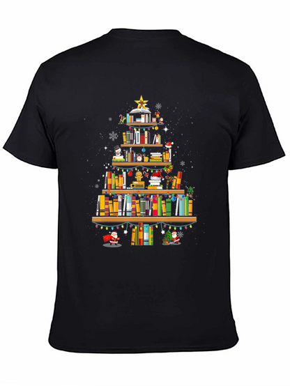 Book Christmas Tree T-Shirt: Holiday Librarian Tee
