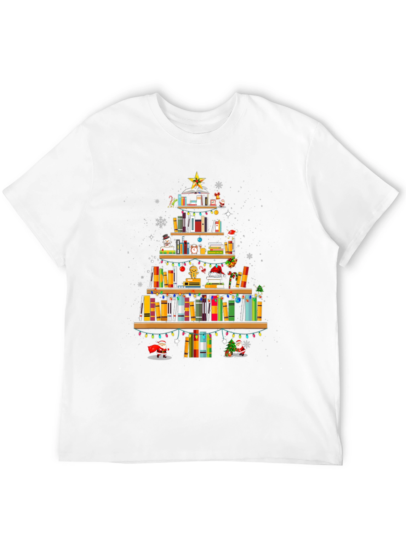 Book Christmas Tree T-Shirt: Holiday Librarian Tee