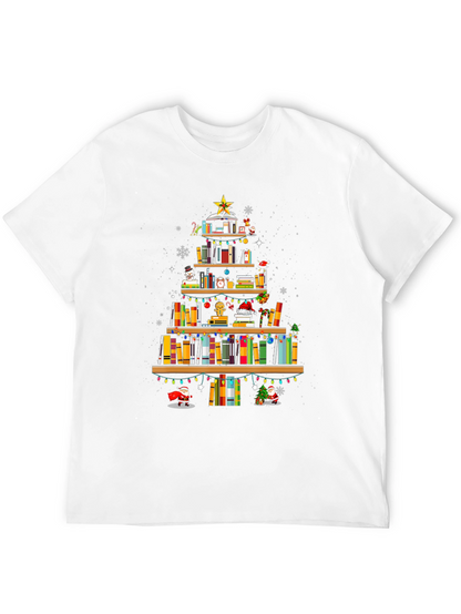 Book Christmas Tree T-Shirt: Holiday Librarian Tee