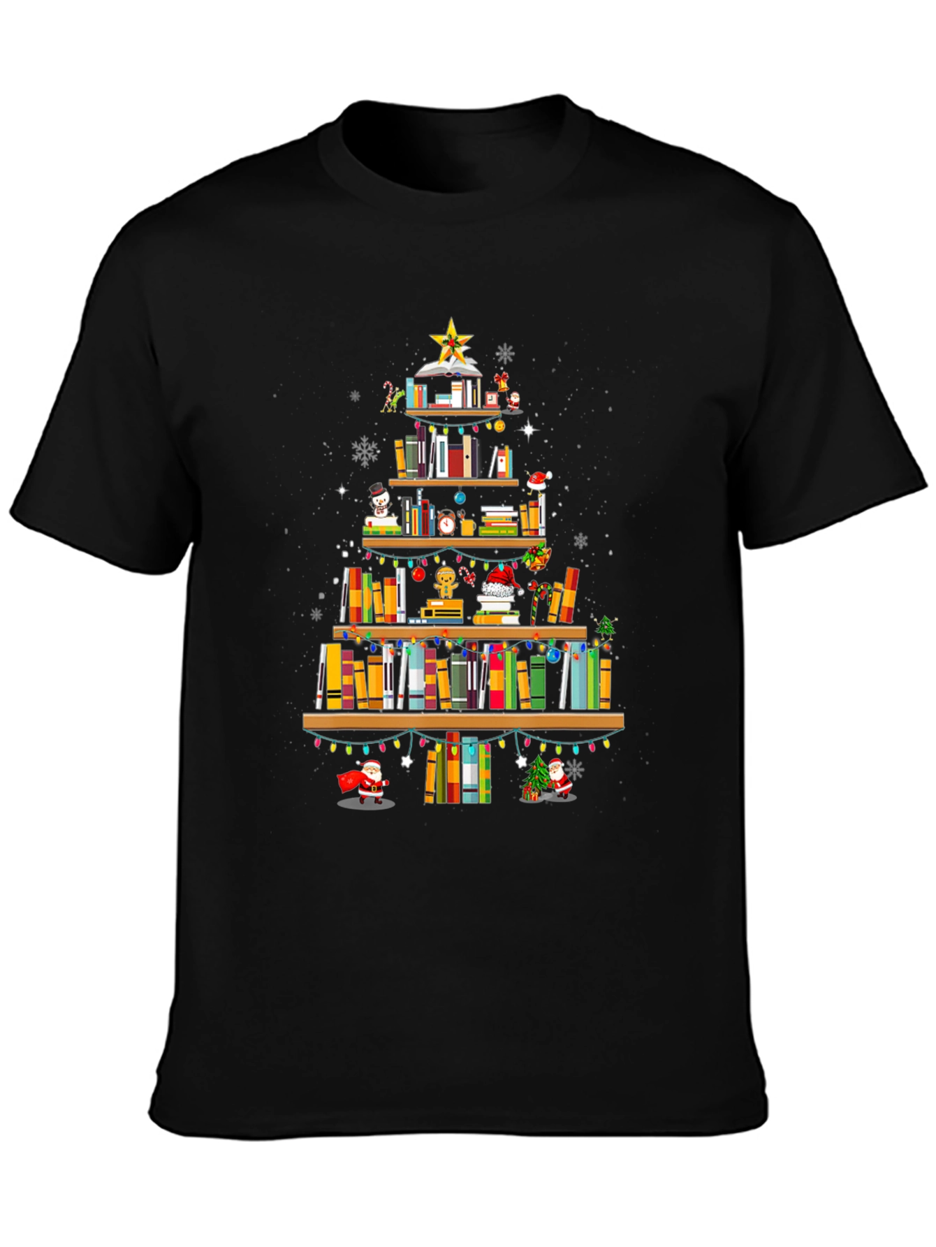Book Christmas Tree T-Shirt: Holiday Librarian Tee