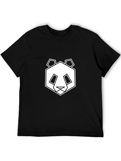 Geometric Panda Graphic Tee - Black