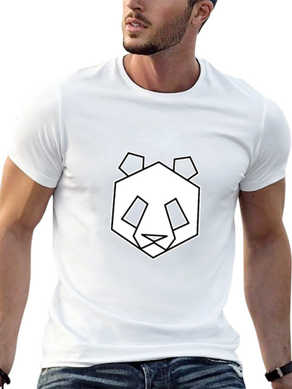 Geometric Panda Graphic Tee - Black