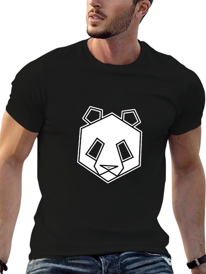 Geometric Panda Graphic Tee - Black