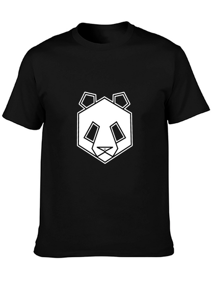 Geometric Panda Graphic Tee - Black