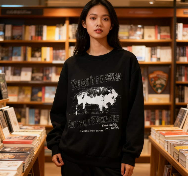 National Park Bison "You Can’t Fix Stupid" Graphic Crewneck