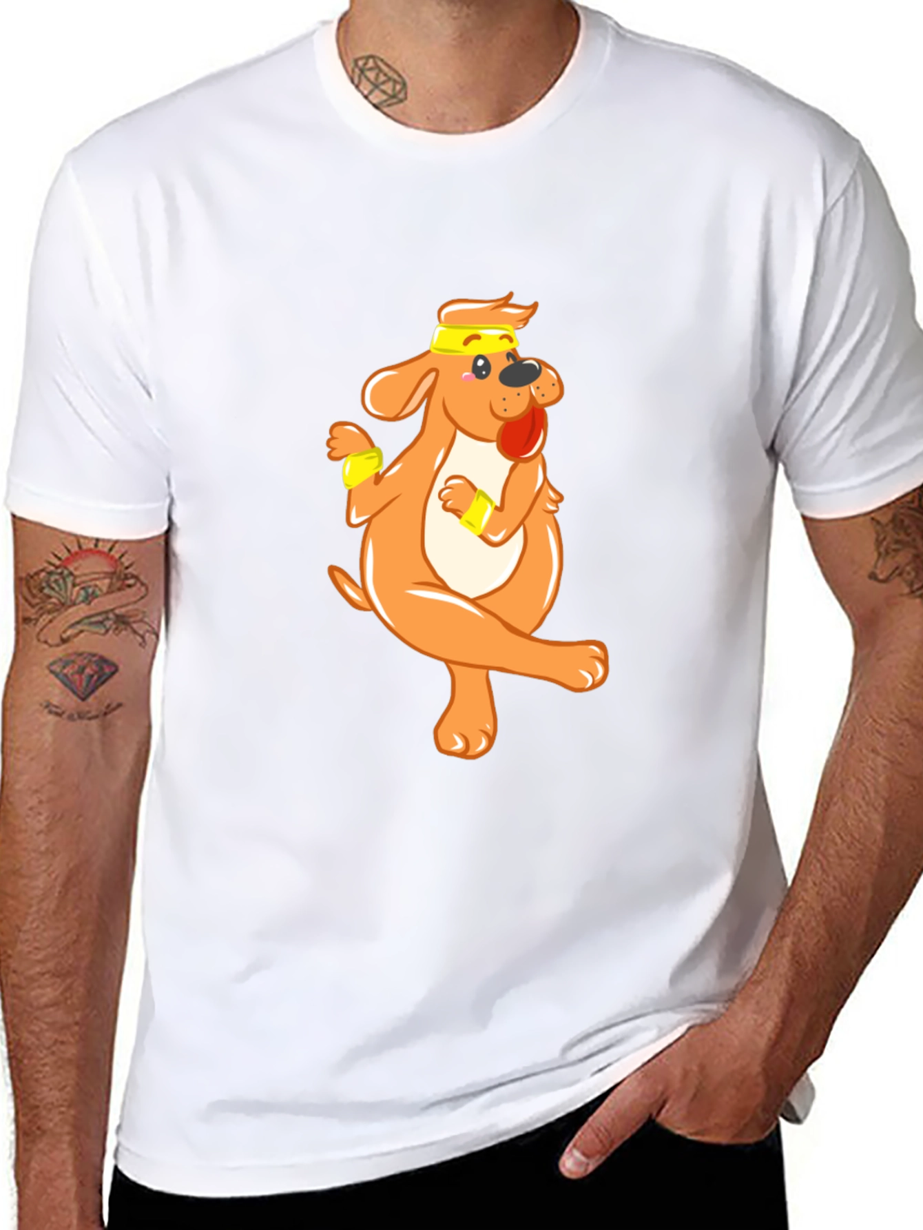 Funny Dog Cartoon Black T-Shirt