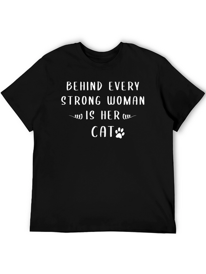 Strong Woman Cat T-Shirt - Funny Cat Lover Tee