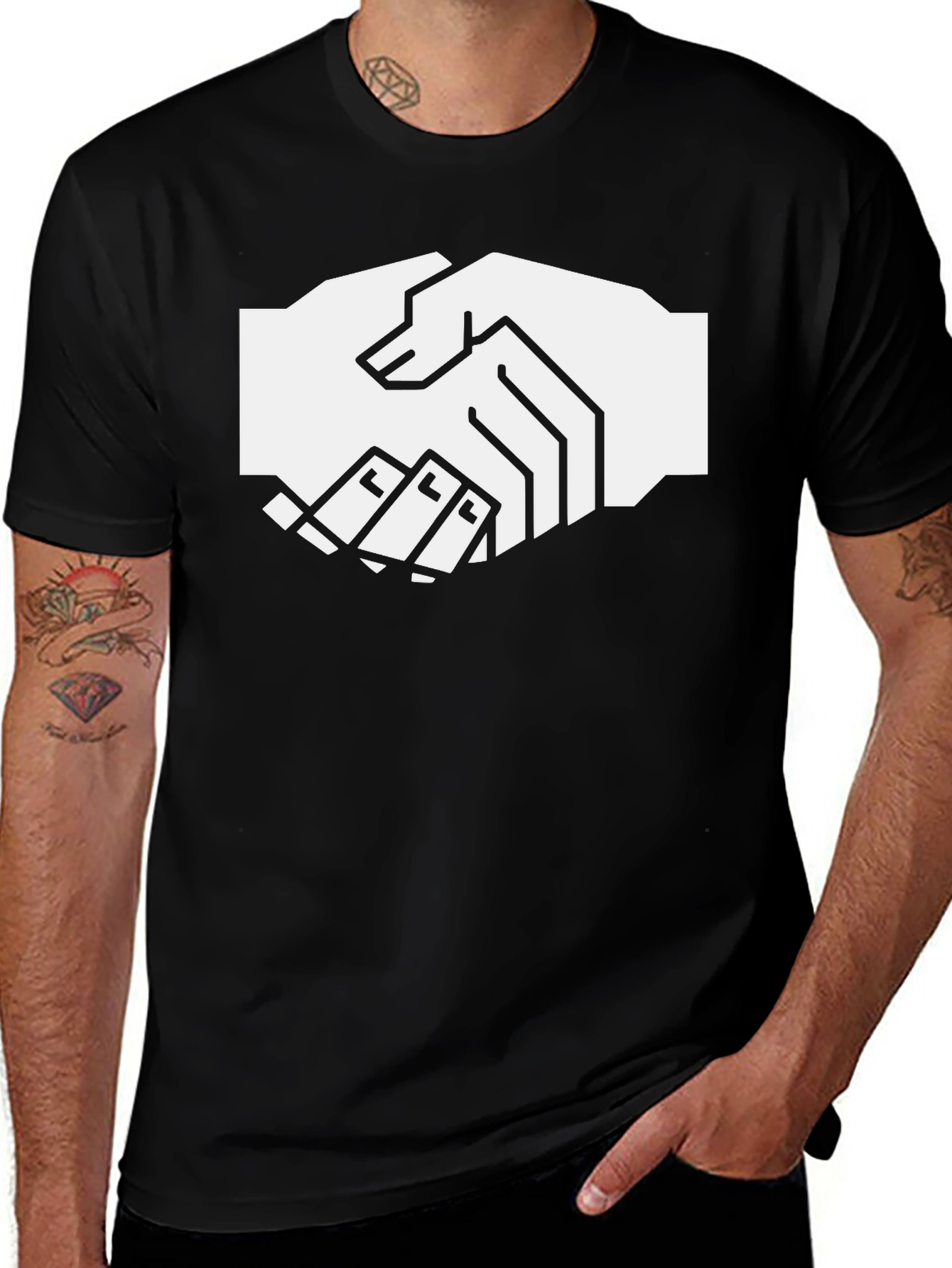 Handshake Graphic Black T-Shirt