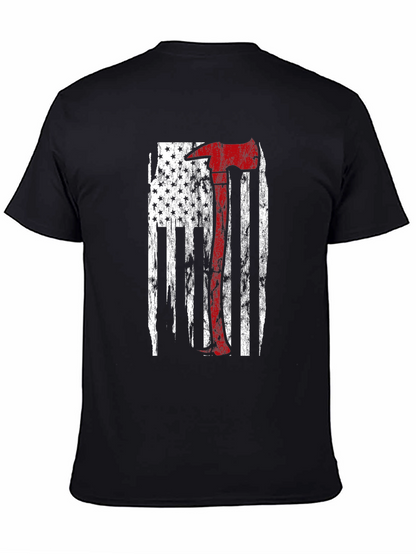 Firefighter Axe US Flag T-Shirt