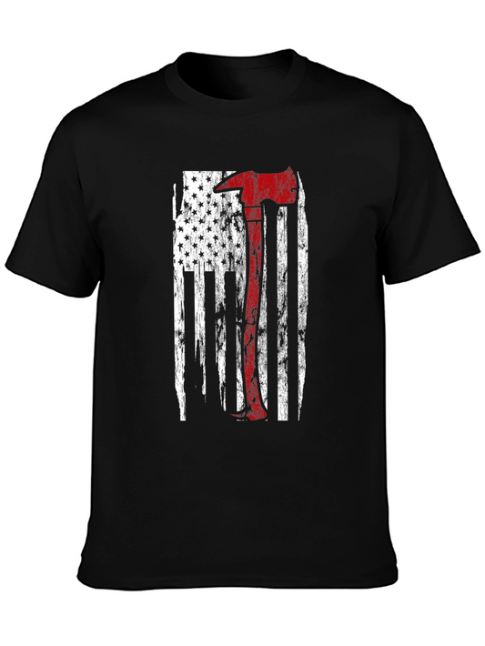 Firefighter Axe US Flag T-Shirt