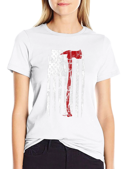 Firefighter Axe US Flag T-Shirt
