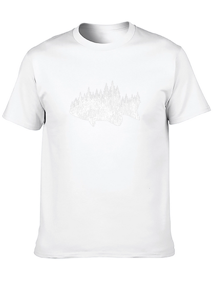 Fish & Trees Graphic Tee - Black Cotton T-Shirt