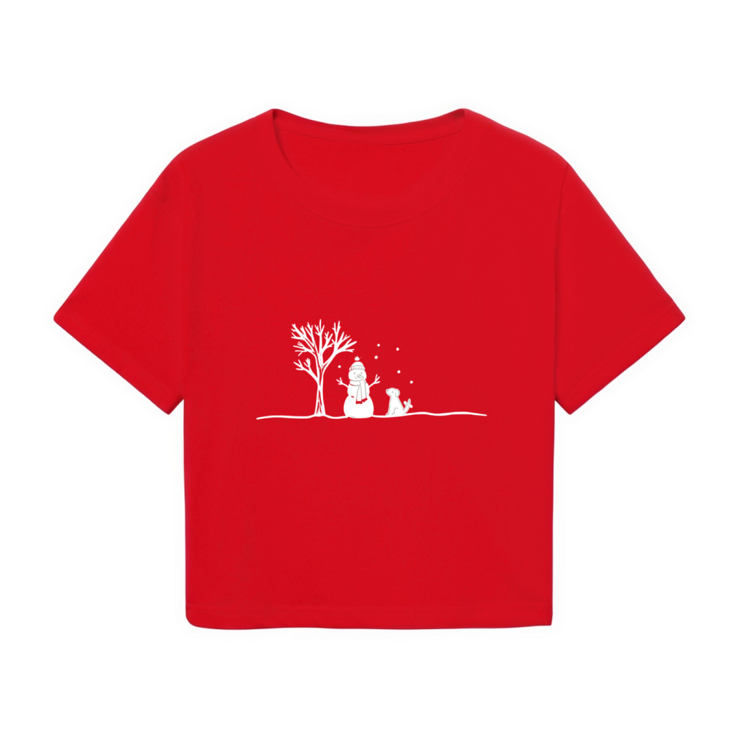 Winter Snowman & Puppy Festive Graphic Crop Top ??