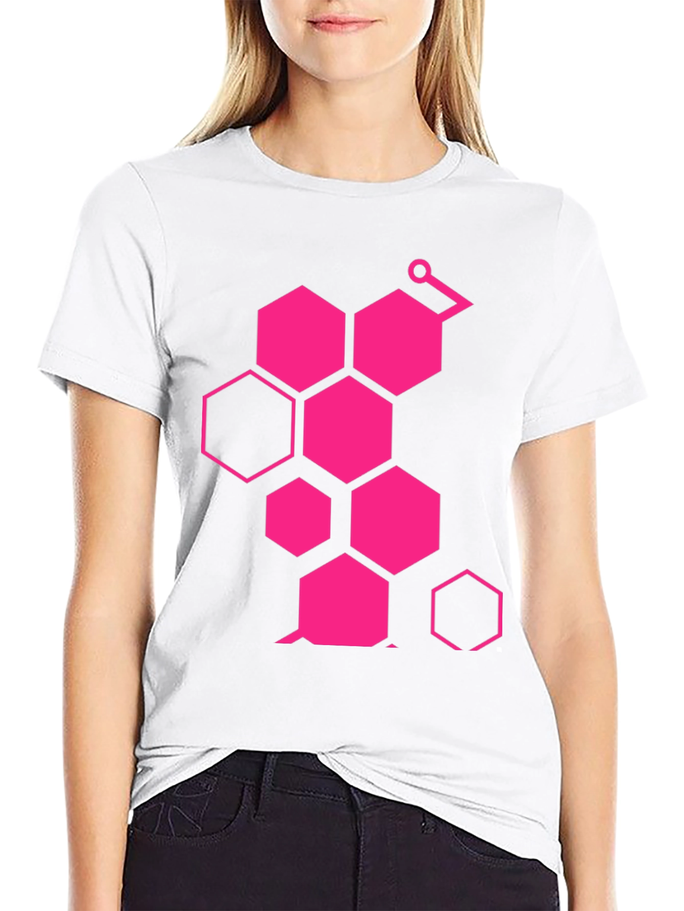 Geometric Hexagon Graphic Tee - Casual Style