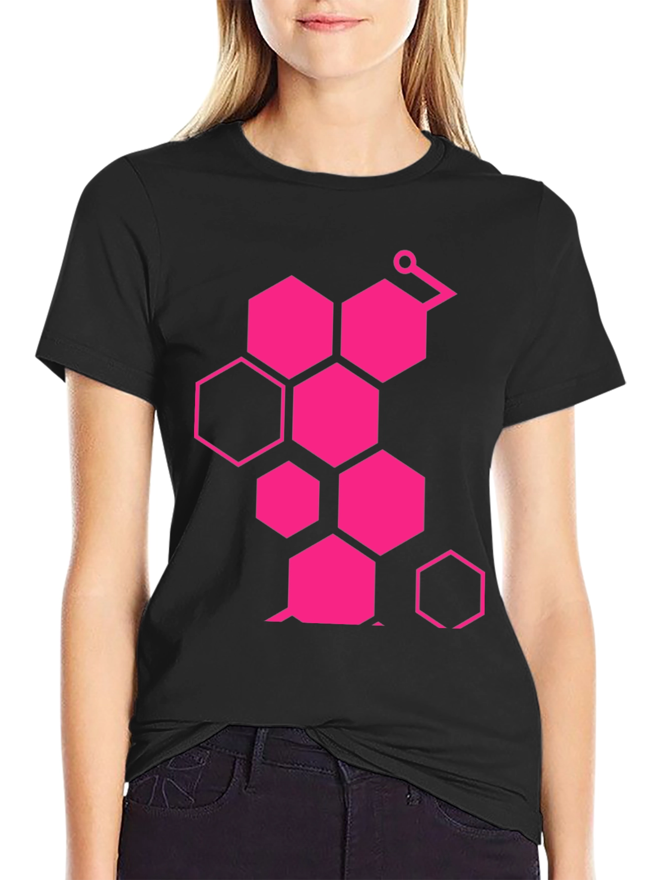Geometric Hexagon Graphic Tee - Casual Style