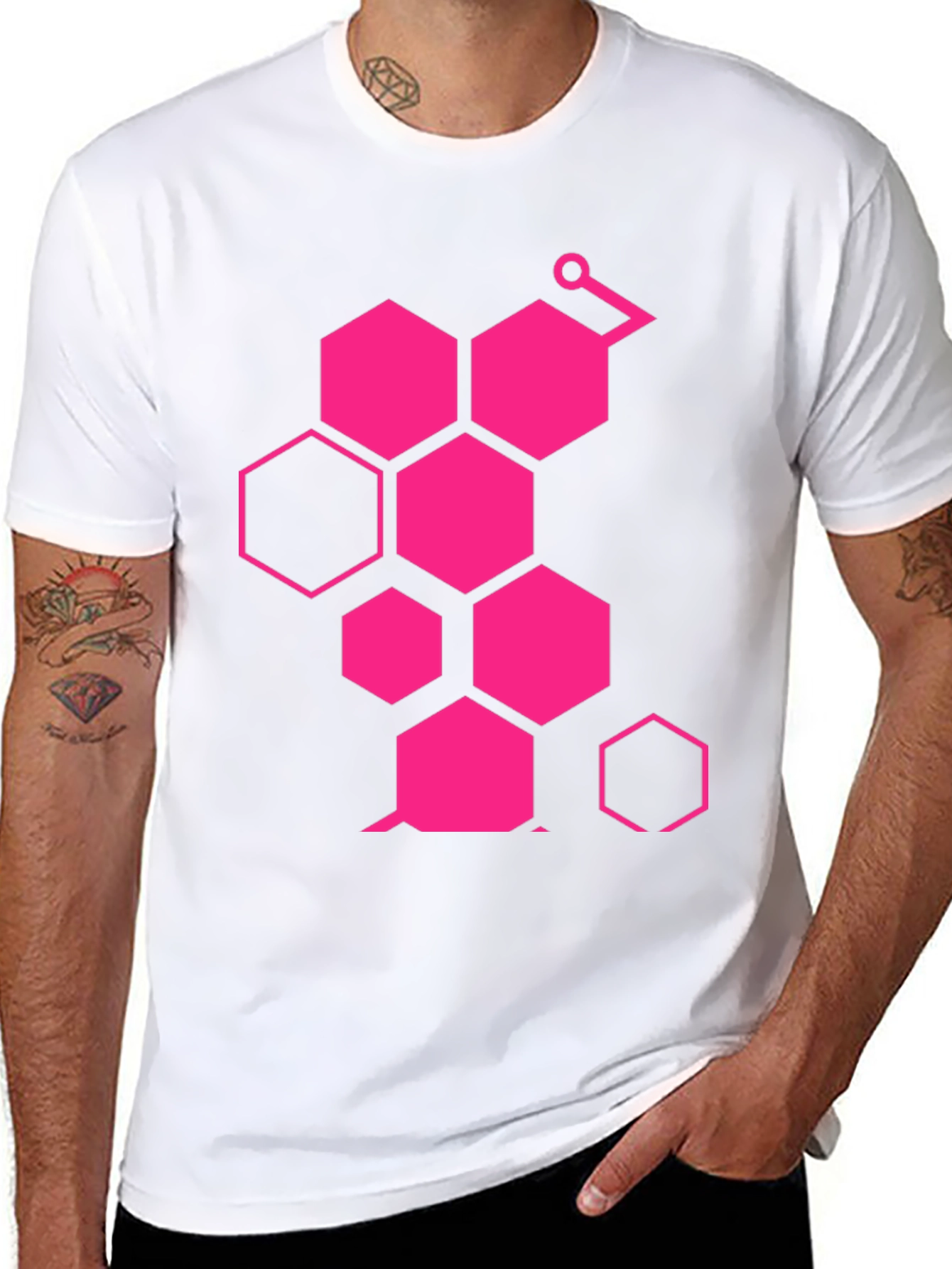 Geometric Hexagon Graphic Tee - Casual Style