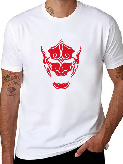 Red Oni Mask Graphic Black T-Shirt