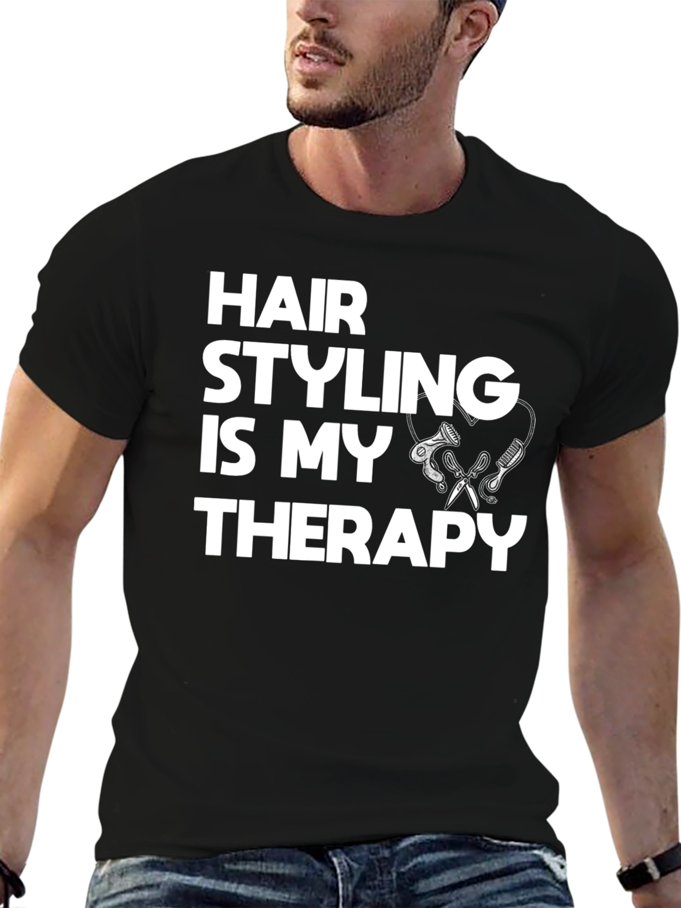 Hair Styling is My Therapy Black T-Shirt
