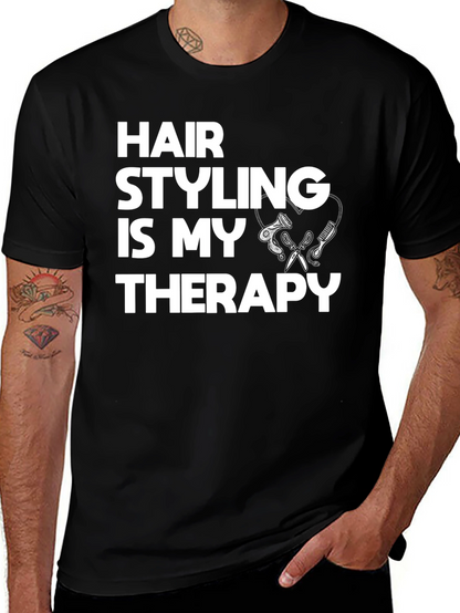 Hair Styling is My Therapy Black T-Shirt