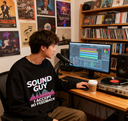 Unisex "Sound Guy No Feedback" Audio-Pro Graphic Sweatshirt