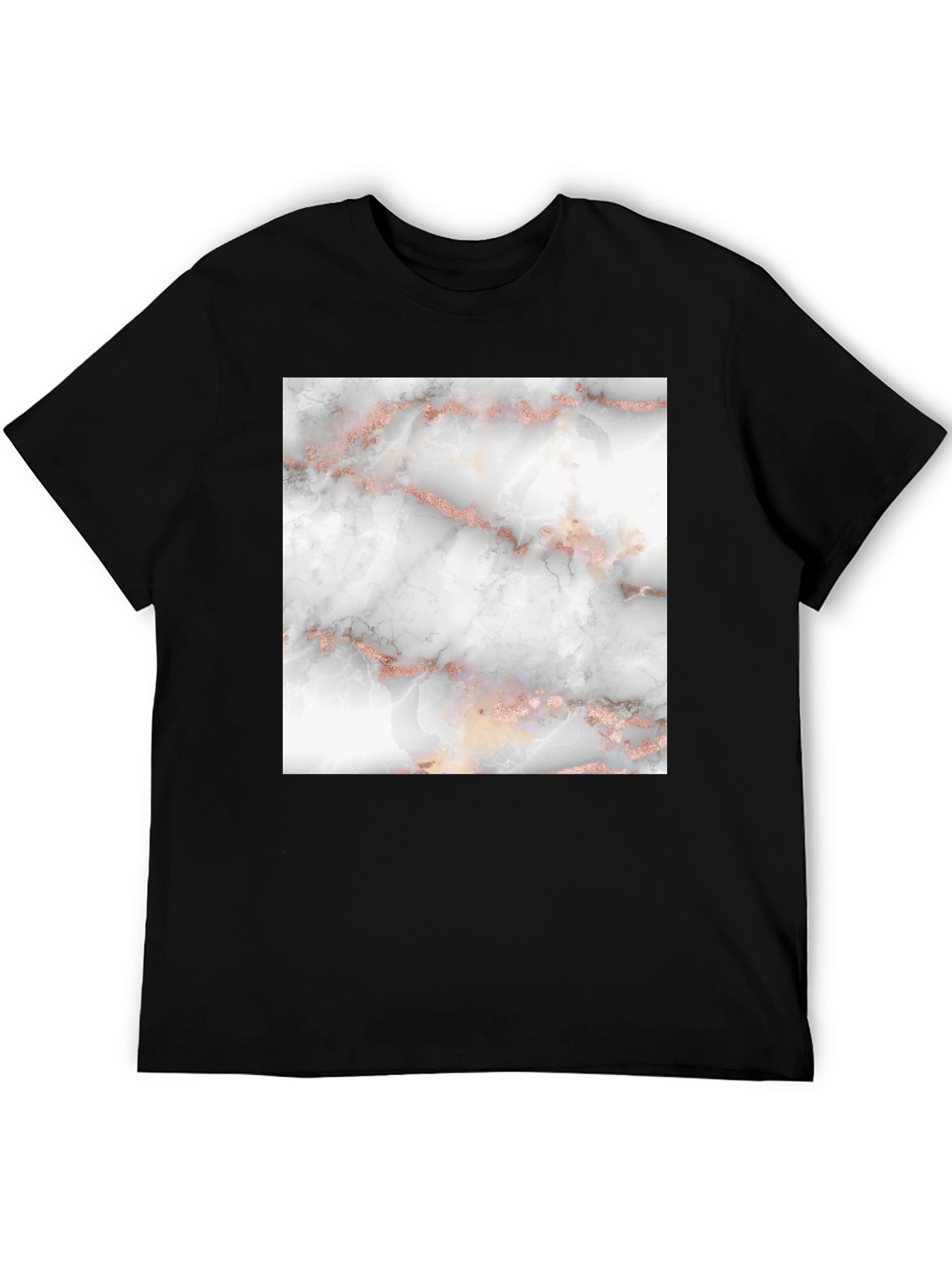 Stylish Black T-Shirt with Marble Design