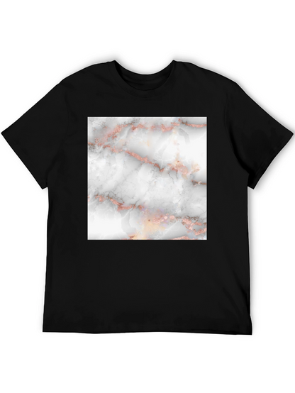 Stylish Black T-Shirt with Marble Design