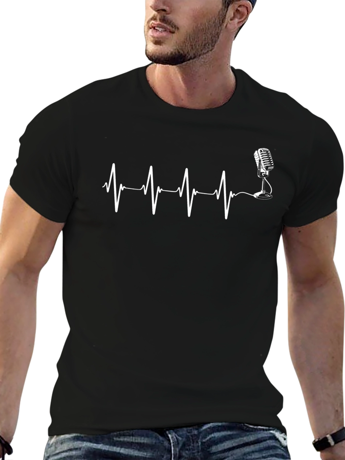 Music Lovers Tee: Heartbeat Microphone Design