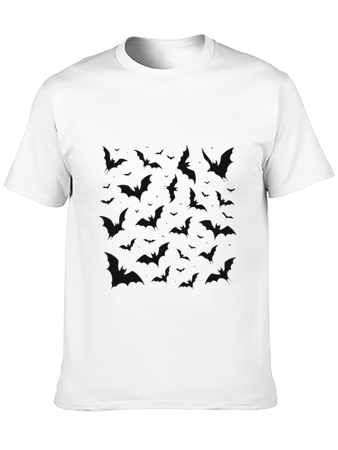 Mens Black T-Shirt with Bat Pattern