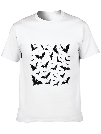 Mens Black T-Shirt with Bat Pattern