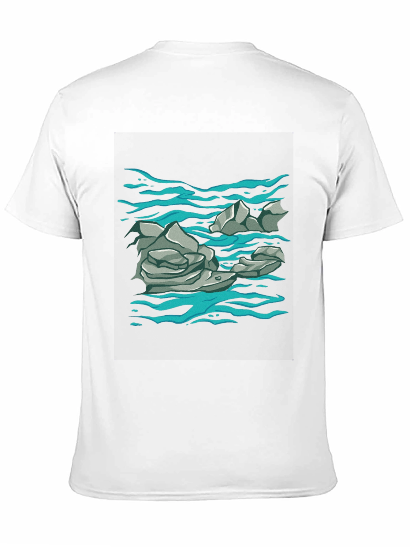 Rock and Water Graphic Print Black T-Shirt