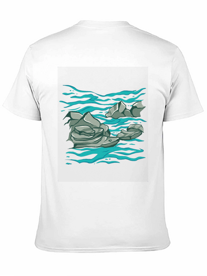 Rock and Water Graphic Print Black T-Shirt