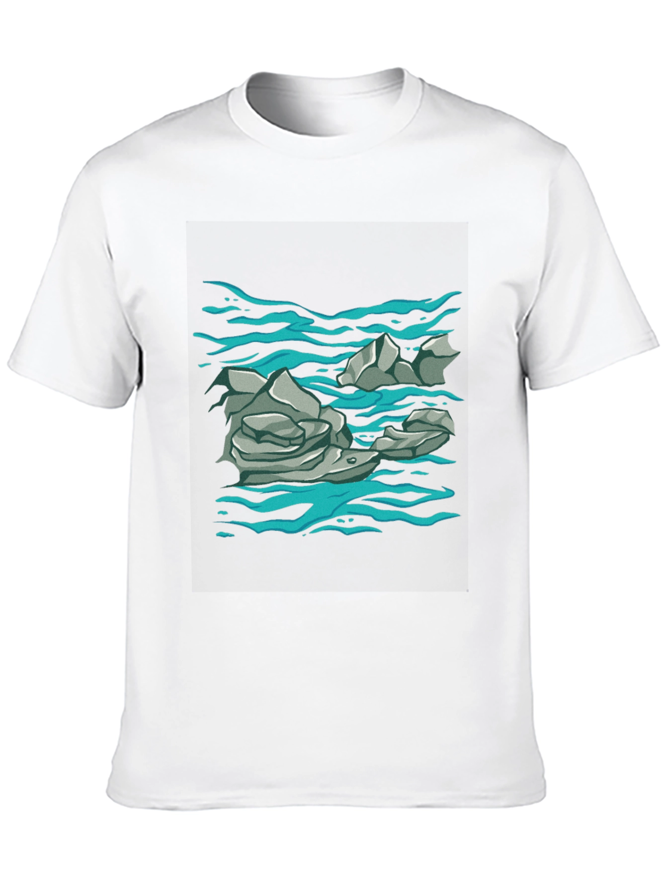 Rock and Water Graphic Print Black T-Shirt
