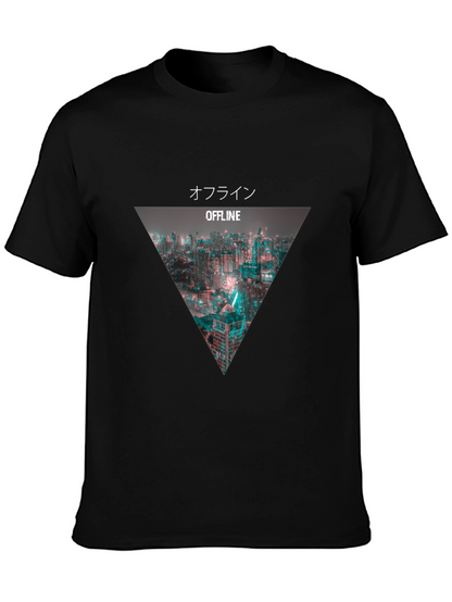 Offline Cityscape Graphic Tee - Modern Black T-Shirt