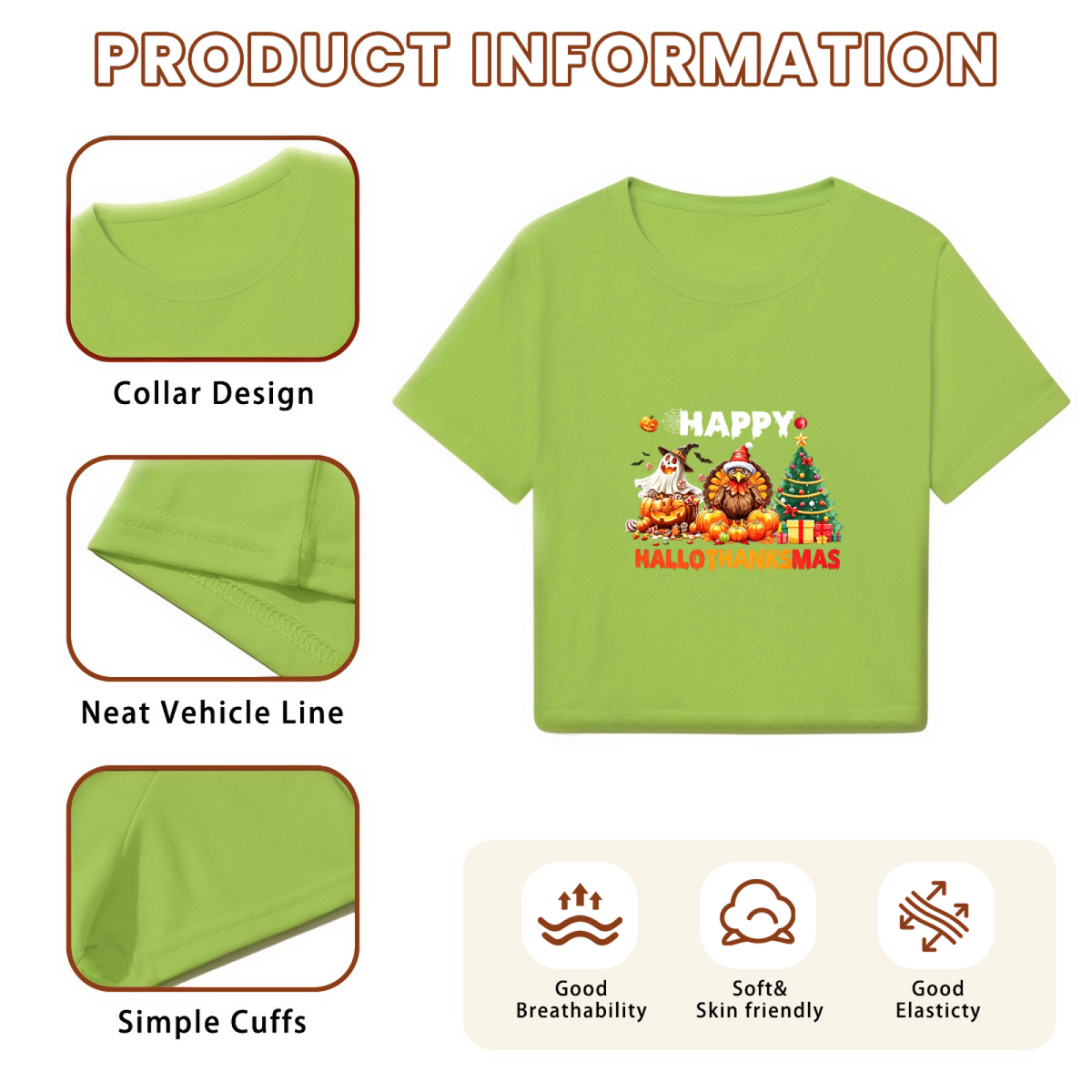 Happy Hallothanksmas Halloween Thanksgiving Christmas Mix Crop Top