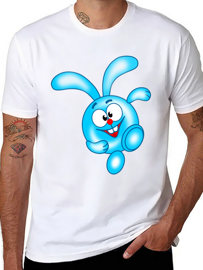 Blue Cartoon Character Black T-Shirt