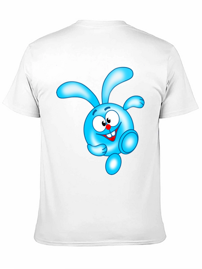 Blue Cartoon Character Black T-Shirt