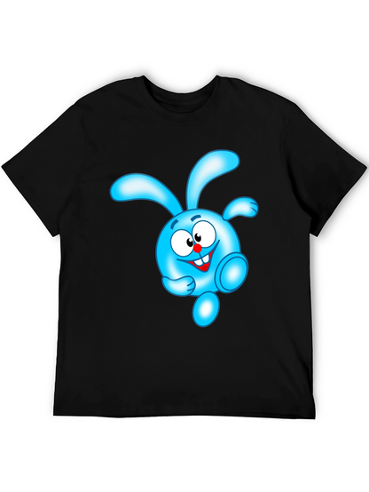 Blue Cartoon Character Black T-Shirt