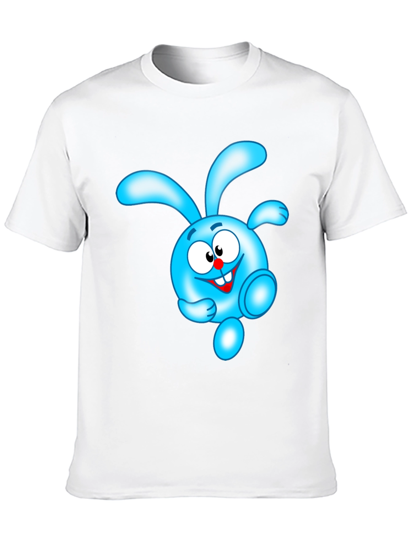 Blue Cartoon Character Black T-Shirt