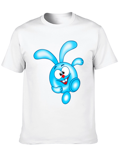 Blue Cartoon Character Black T-Shirt