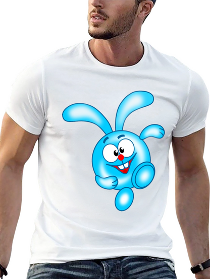 Blue Cartoon Character Black T-Shirt