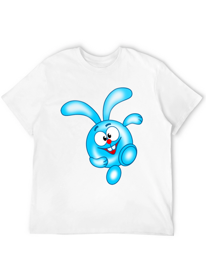 Blue Cartoon Character Black T-Shirt