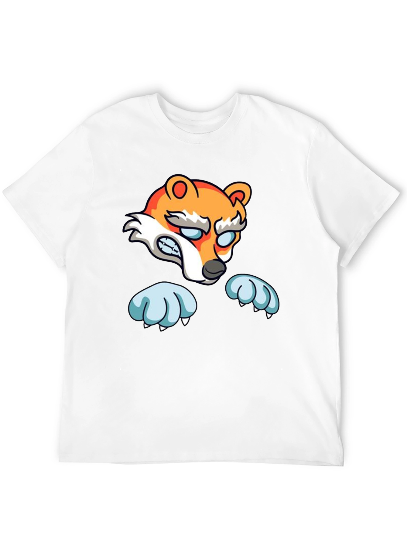 Cartoon Fox Graphic Black T-Shirt