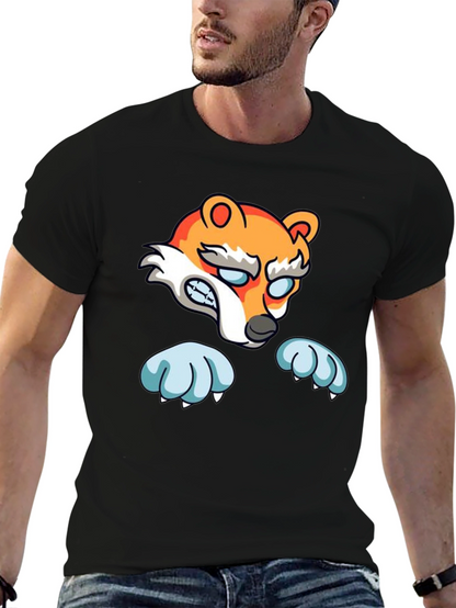 Cartoon Fox Graphic Black T-Shirt